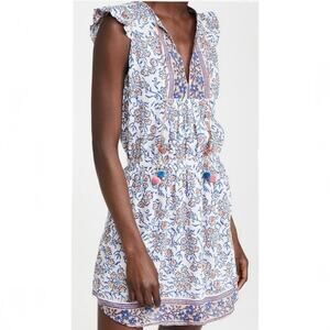 Bell by Alicia Bell Lola Silk Cotton Block Print Bird Tassel Mini Dress XL